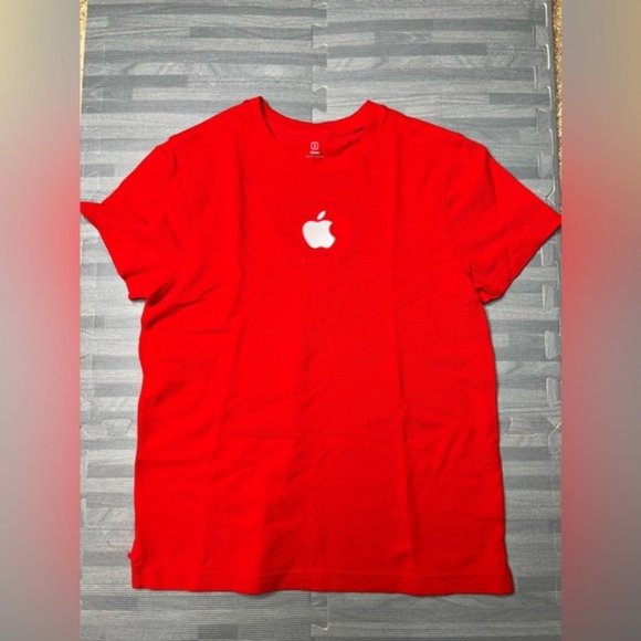 APPLE Employee Logo RED T Shirt Women Small Rare VTG - Picture 2 of 6